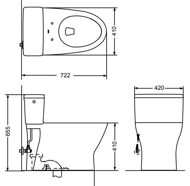 Bản vẽ bồn cầu nắp rửa cơ TOTO MS188VKE4XW